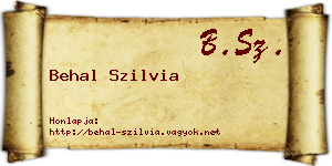 Behal Szilvia névjegykártya